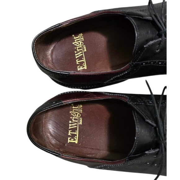ET Wright Vintage Oxford Shoes Mens Size 12B Brown Black Two Tone Vibram Sole main image 7